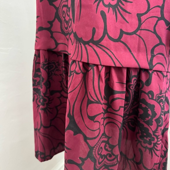 LOFT Burgundy Floral Long Sleeve Dress - Picture 5 of 15